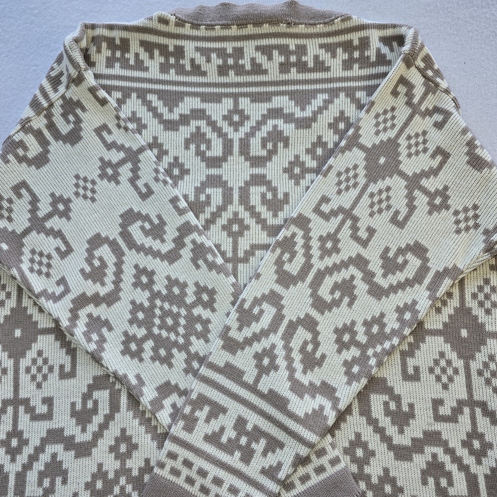 IFI Knits Vintage 80s Sweater M Geometric Nordic Fair Isle Earth Tone Knitwear - Picture 6 of 11